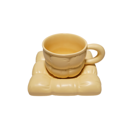 Cushion Ceramic Cup Set (Butter)