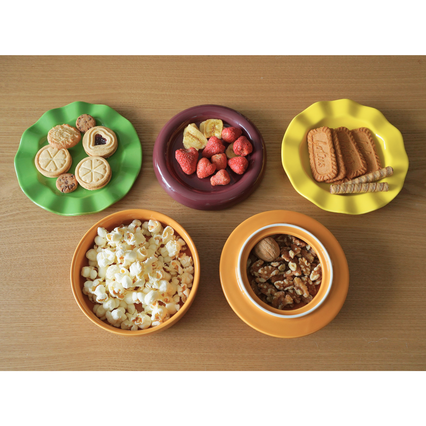 Burger Plate and Bowl Set | 5-Piece Set | Ceramic