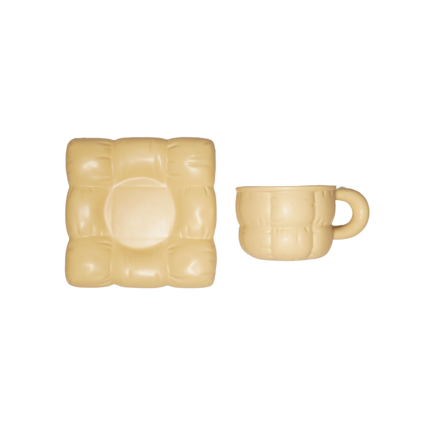 Cushion Ceramic Cup Set (Butter)