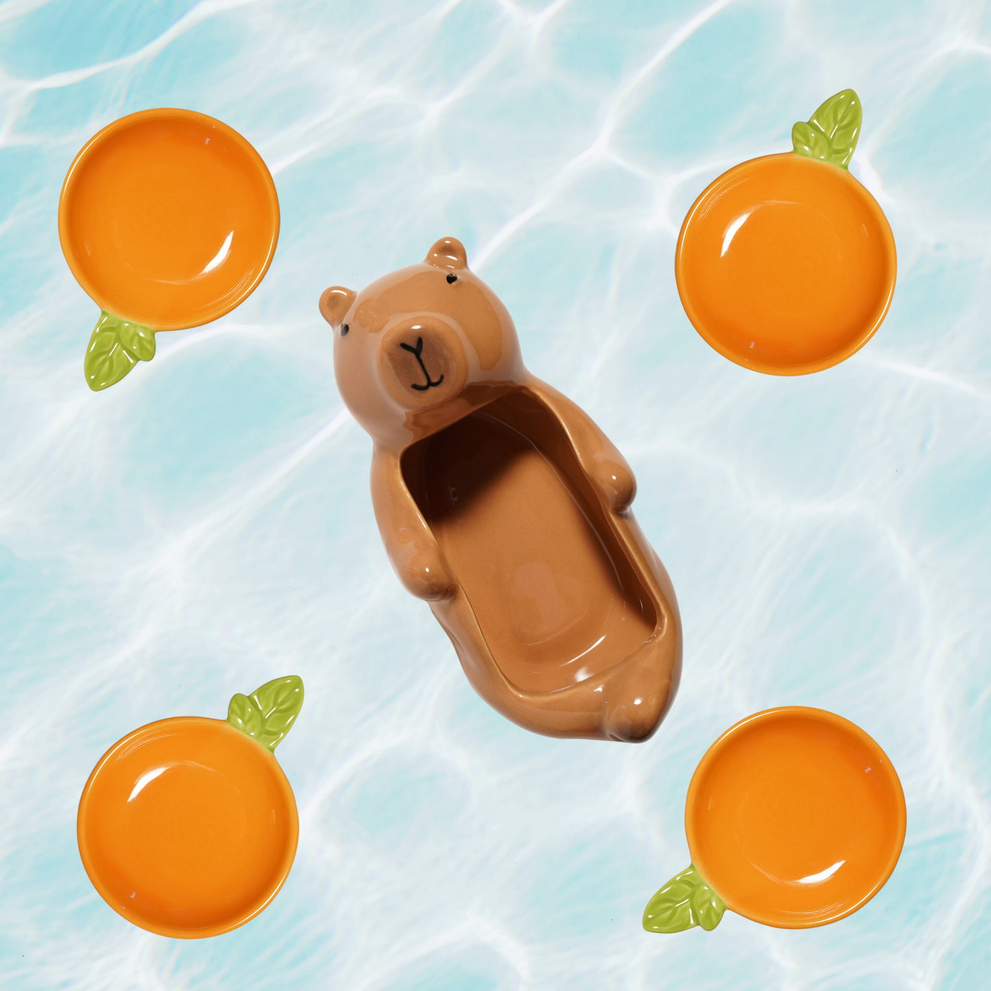 Capybara Ceramic Snack Bowl and Dipping Dish 5-Piece Set