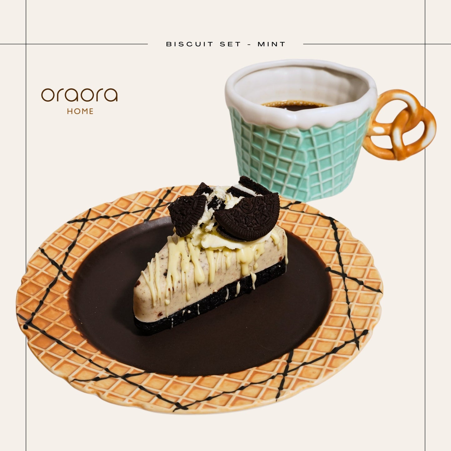 Waffle Cone Ceramic Plate (Chocolate)