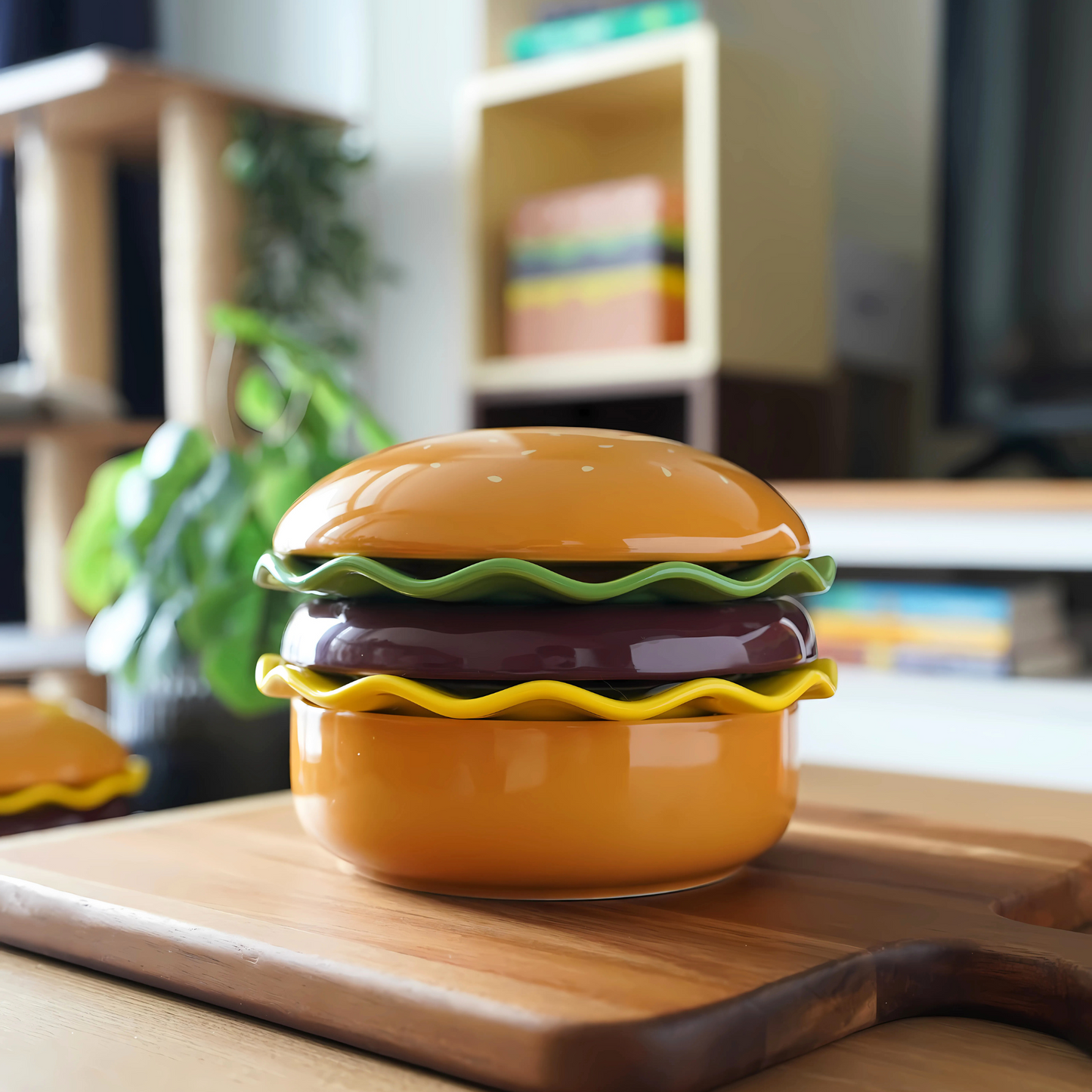 Burger Plate and Bowl Set | 5-Piece Set | Ceramic