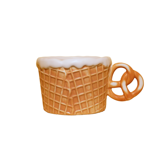 Waffle Cone Pretzel Ceramic Mug (Biscuit)