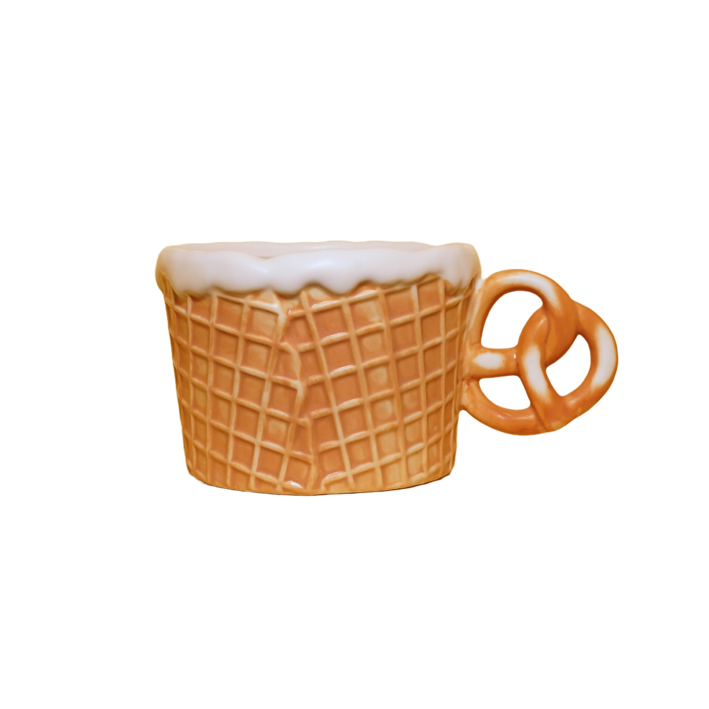 Waffle Cone Pretzel Ceramic Mug (Biscuit)