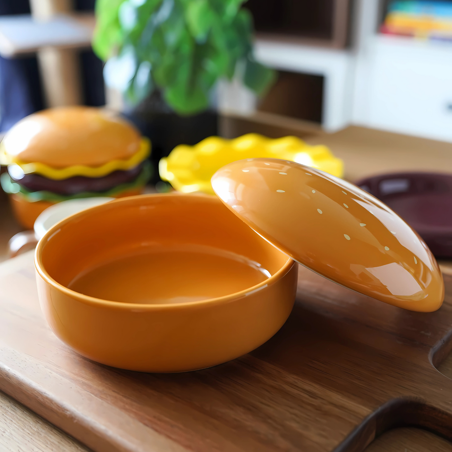 Burger Plate and Bowl Set | 5-Piece Set | Ceramic