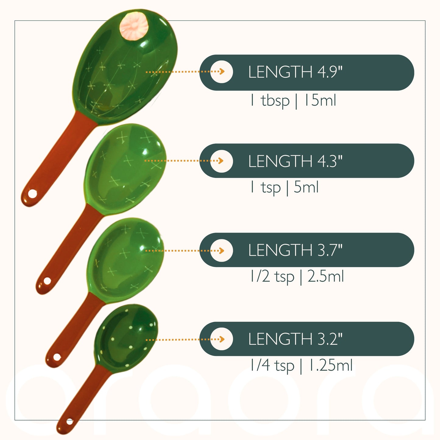 Cactus Ceramic Measuring Spoons and Cup Set