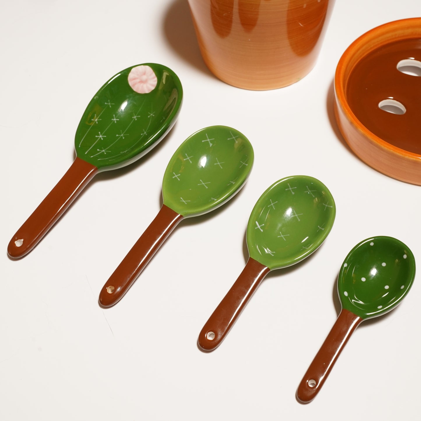Cactus Ceramic Measuring Spoons and Cup Set