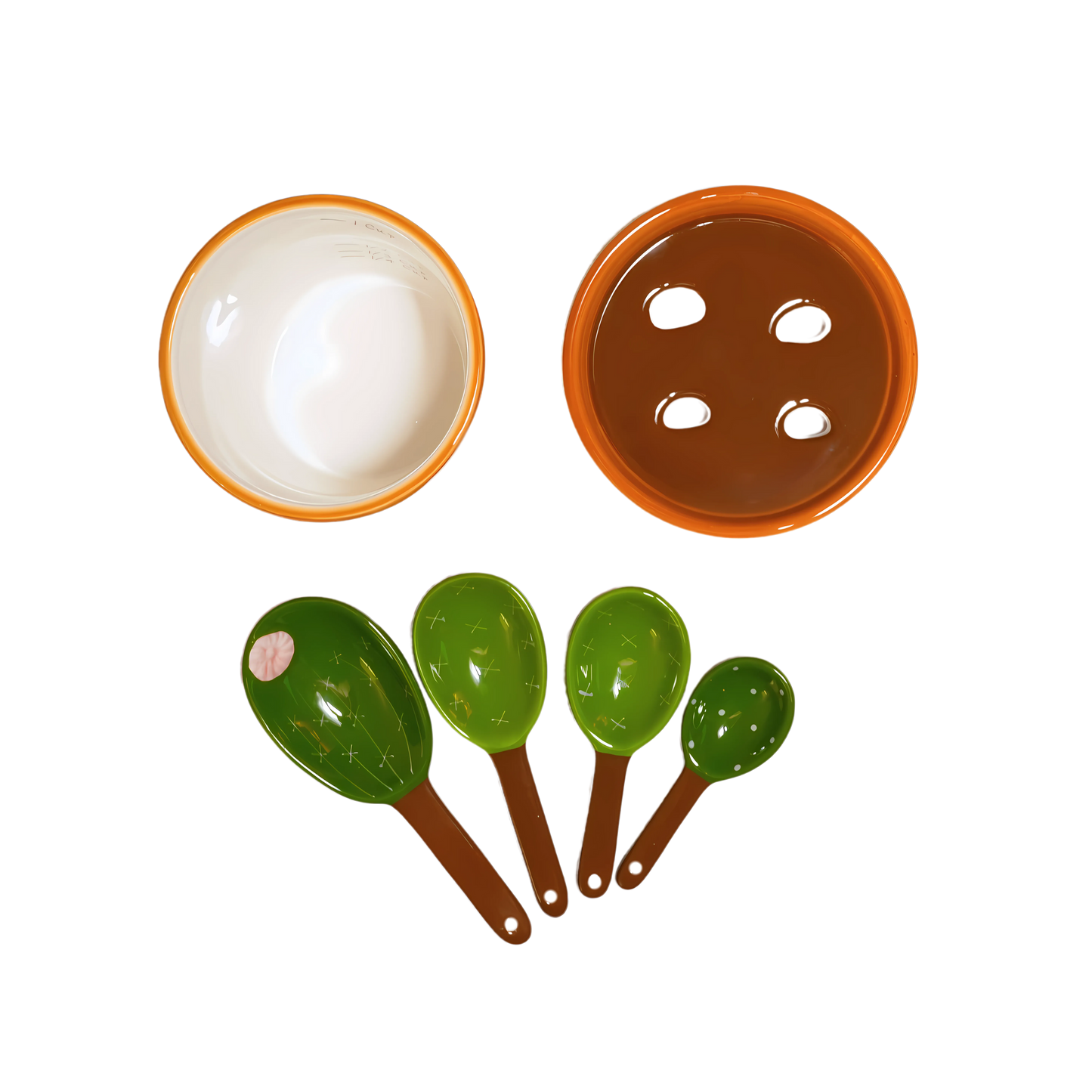 Cactus Ceramic Measuring Spoons and Cup Set