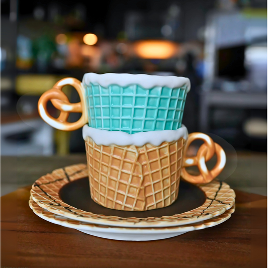 Waffle Cone Mug and Plate Set