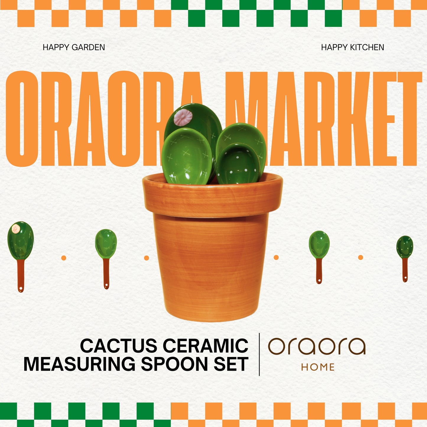 Cactus Ceramic Measuring Spoons and Cup Set