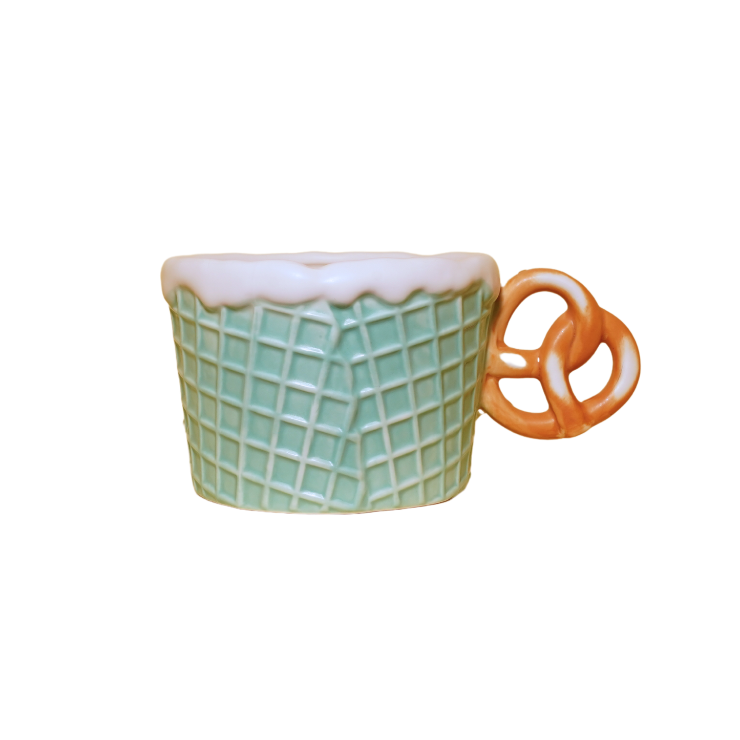 Waffle Cone Pretzel Ceramic Mug (Mint)