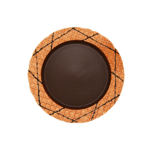 Waffle Cone Ceramic Plate (Chocolate)