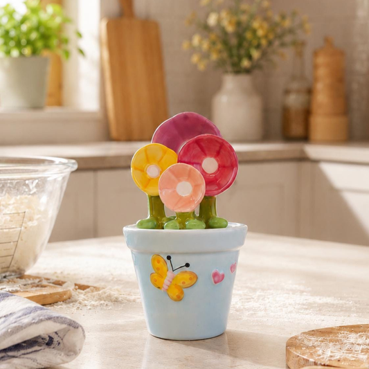 Flower Measuring Spoons — Ceramic Holder