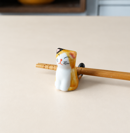 Cat Ceramic Chopstick Rest — 6 Poses | Handmade Kawaii Tableware