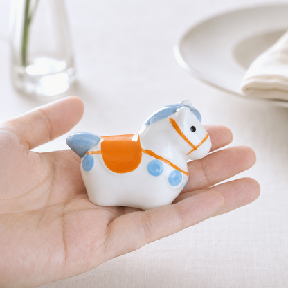 Horse Ceramic Chopstick Rest — Handmade White Pony Tableware