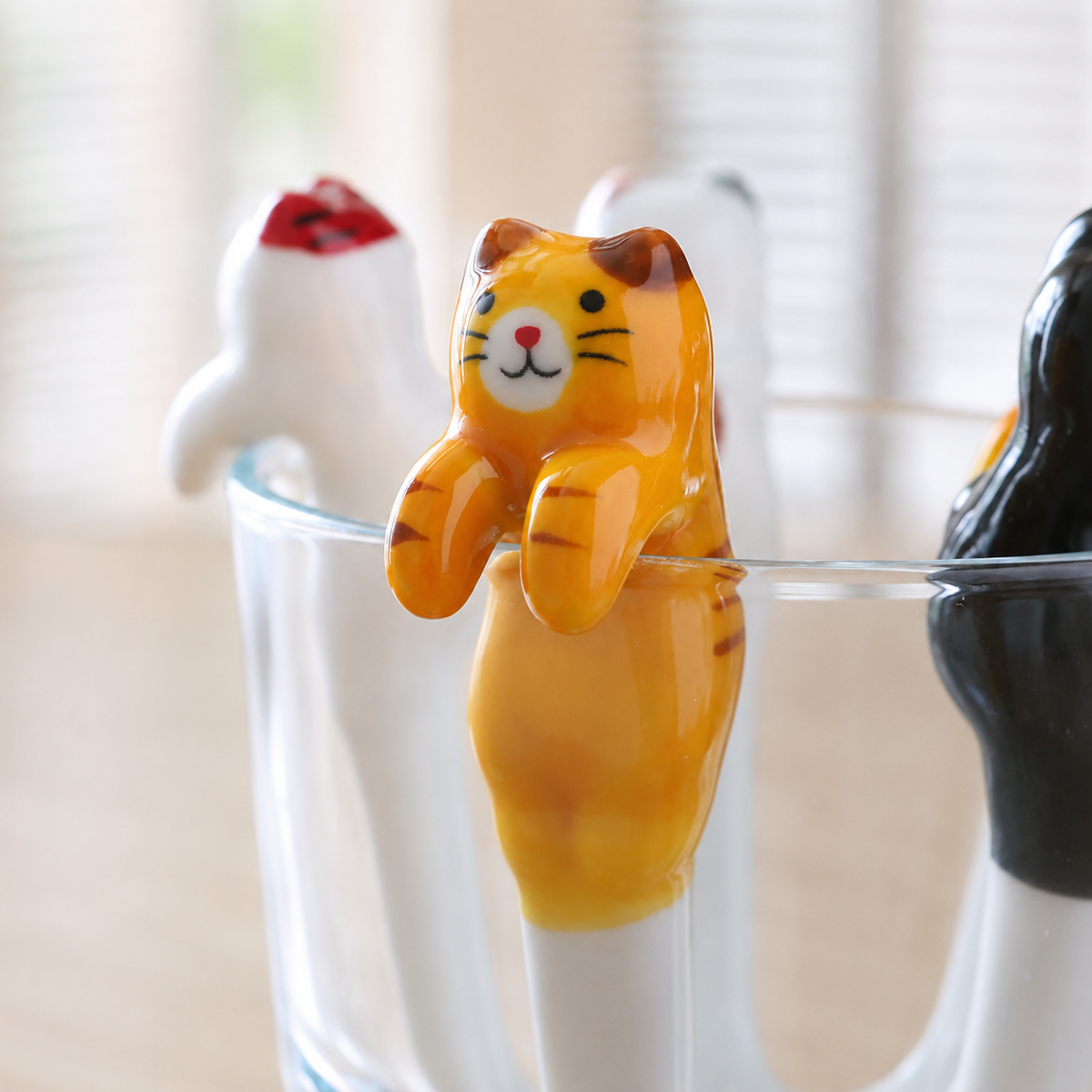Cat Ceramic Coffee Spoon — Hanging Cup Edge Teaspoon