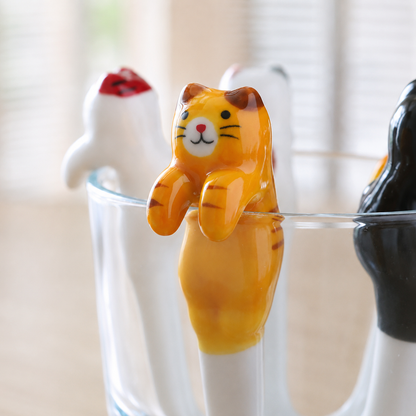 Cat Ceramic Coffee Spoon — Hanging Cup Edge Teaspoon