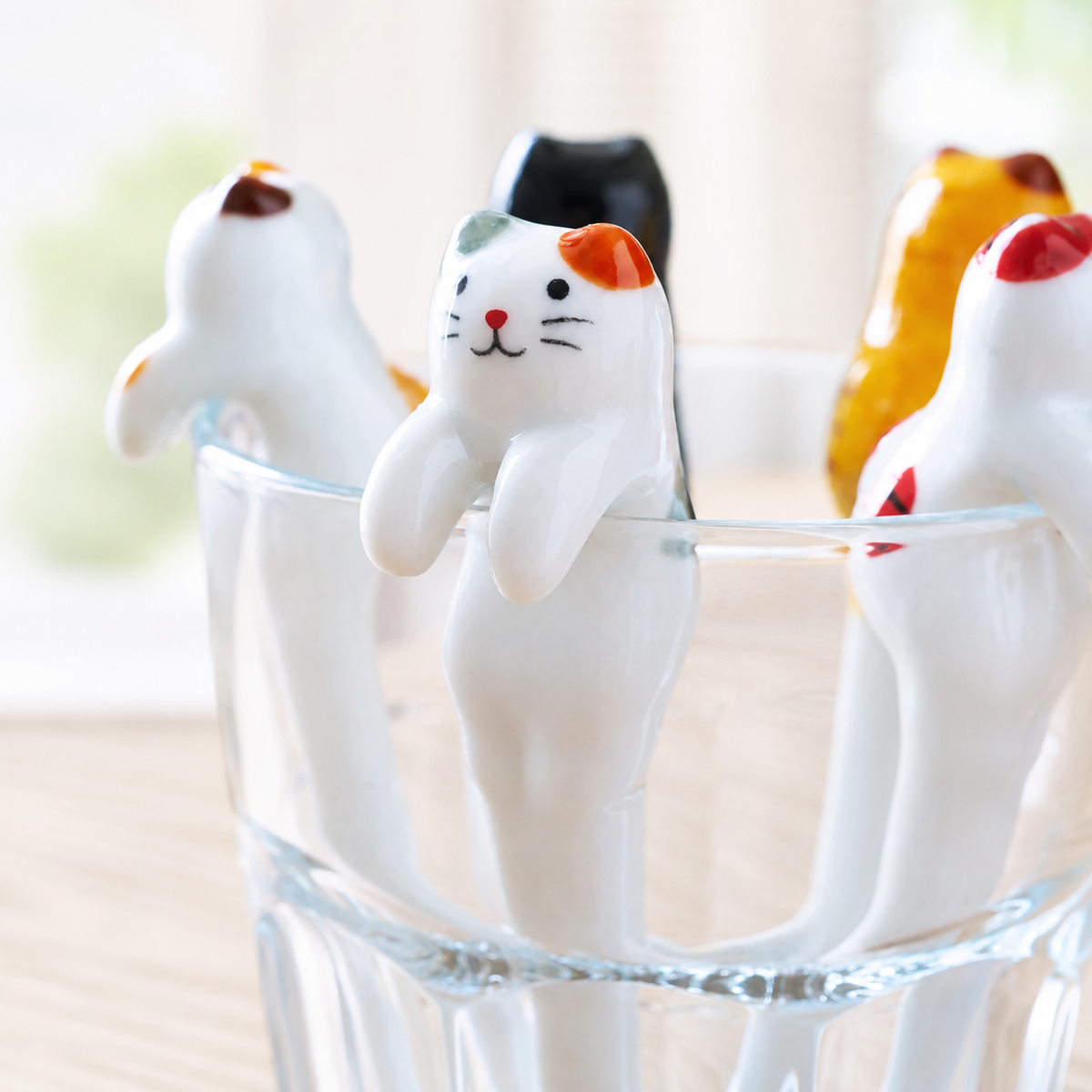 Cat Ceramic Coffee Spoon — Hanging Cup Edge Teaspoon