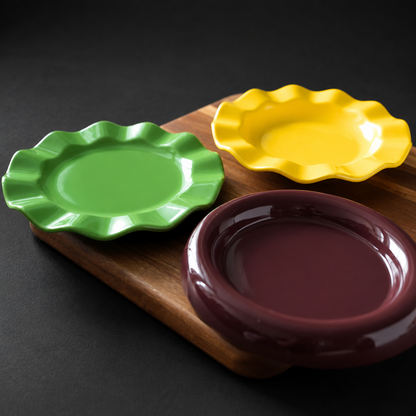 Burger Plate & Bowl Set — 5-Piece Ceramic Serving Set