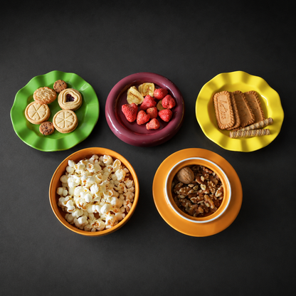 Burger Plate & Bowl Set — 5-Piece Ceramic Serving Set