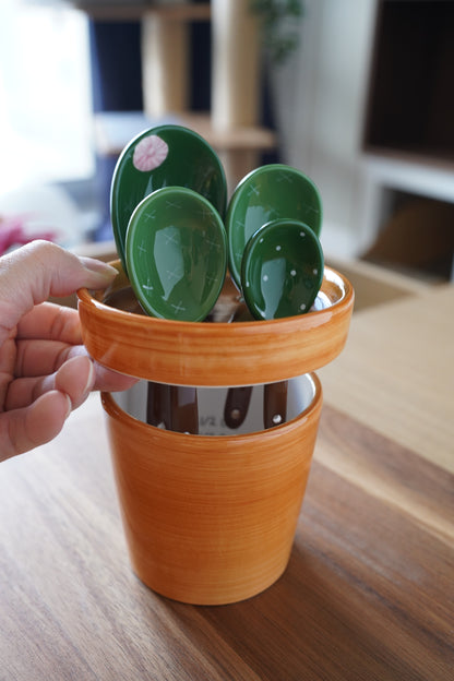 Cactus Ceramic Measuring Spoons and Cup Set