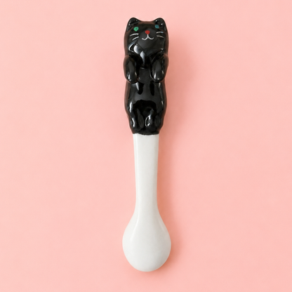 Cat Ceramic Coffee Spoon — Hanging Cup Edge Teaspoon
