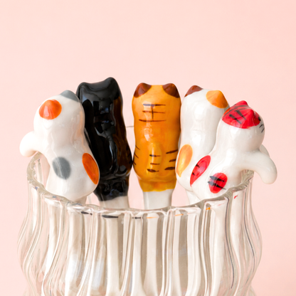 Cat Ceramic Coffee Spoon — Hanging Cup Edge Teaspoon