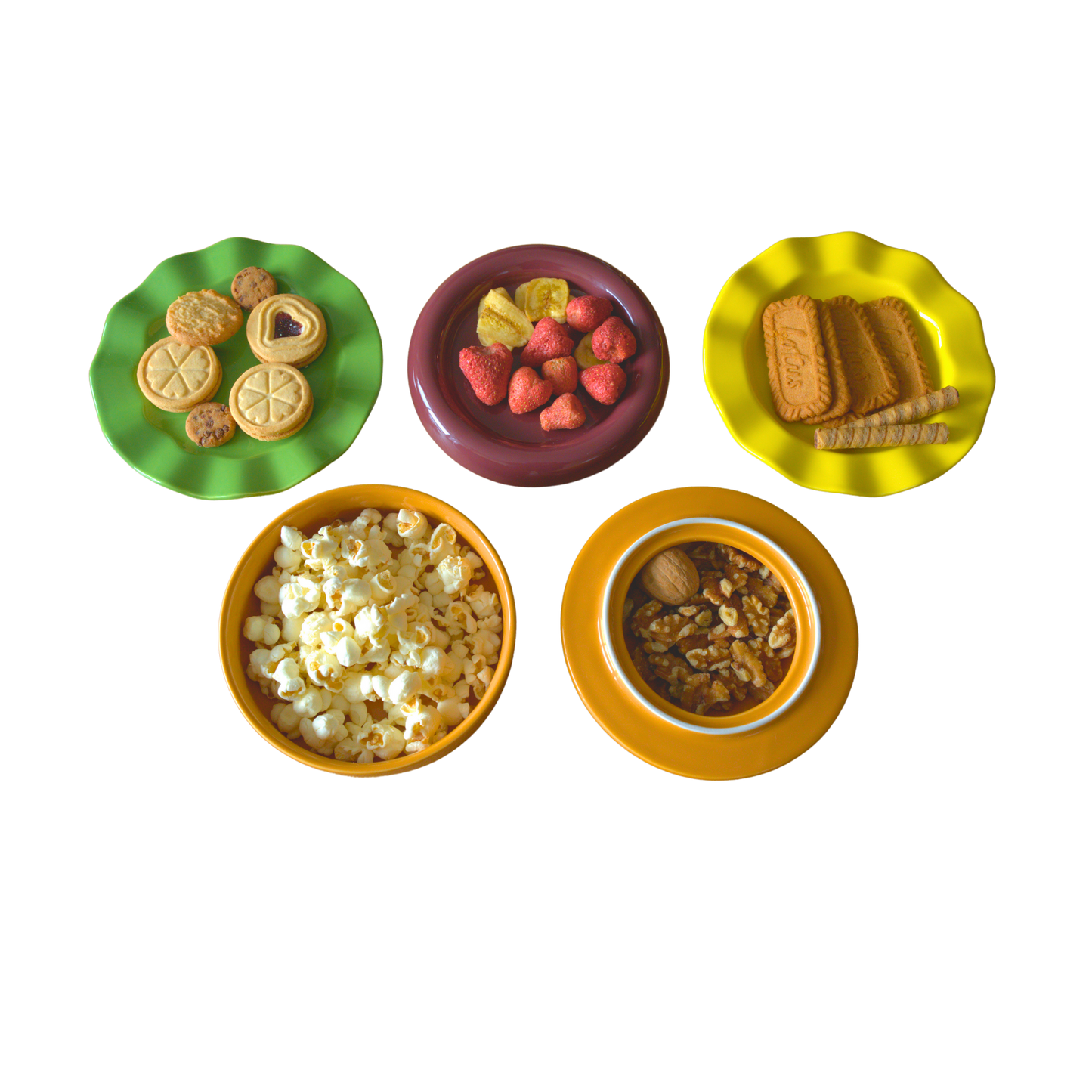 Burger Plate and Bowl Set | 5-Piece Set | Ceramic