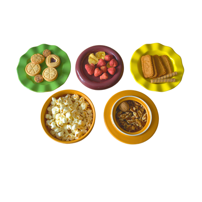 Burger Plate and Bowl Set | 5-Piece Set | Ceramic