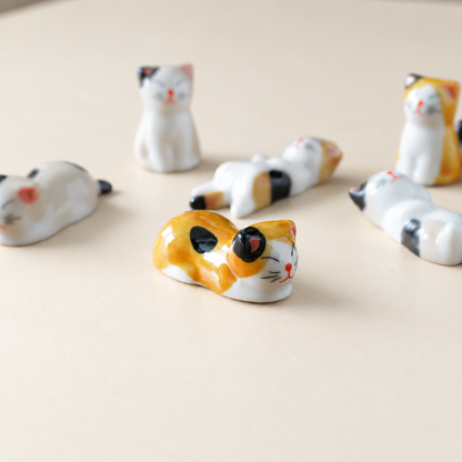 Cat Ceramic Chopstick Rest — 6 Poses | Handmade Kawaii Tableware