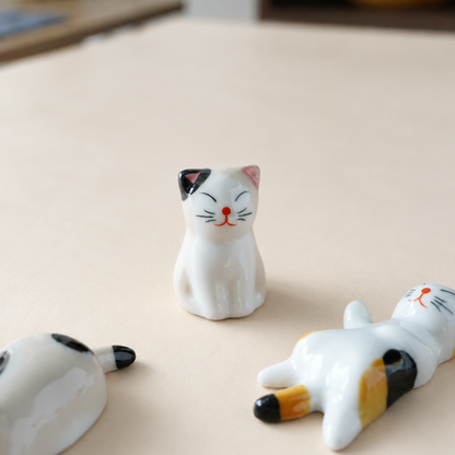 Cat Ceramic Chopstick Rest — 6 Poses | Handmade Kawaii Tableware