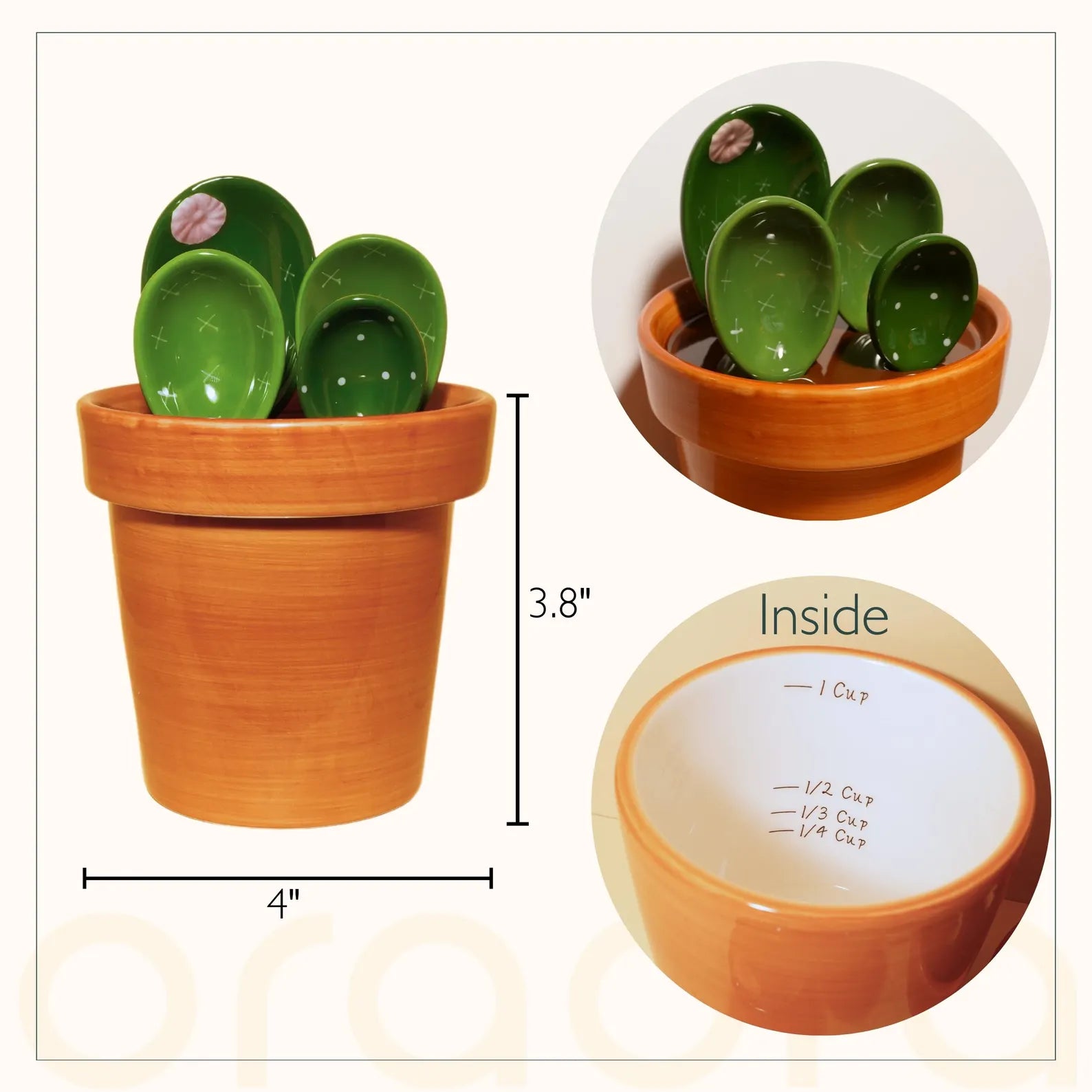 Cactus Spoons Green Blue Plain — detail view | ORAORA HOME