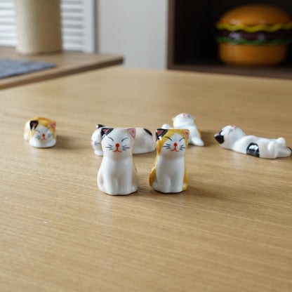 Cat Chopstick Rest 6 Poses — food-safe ceramic | ORAORA HOME
