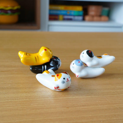 Cat Chopstick Rest 5 Standing — kawaii ceramic gift | ORAORA HOME