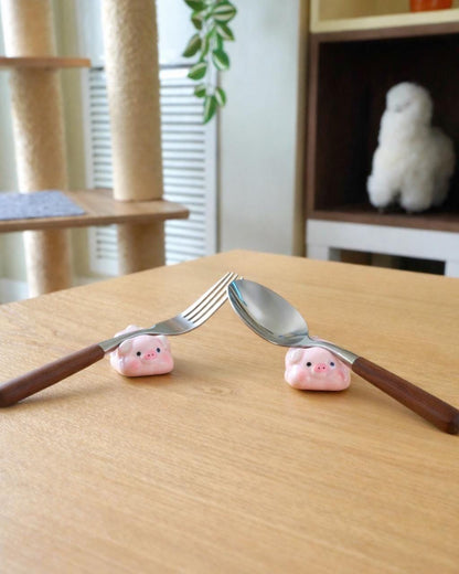 Pig Ceramic Chopstick Rest — lifestyle photo | ORAORA HOME