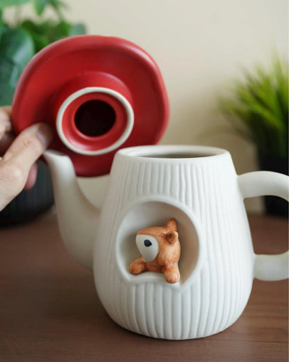 Mushroom Teapot with Squirrel — ceramic cottagecore teapot | ORAORA HOME