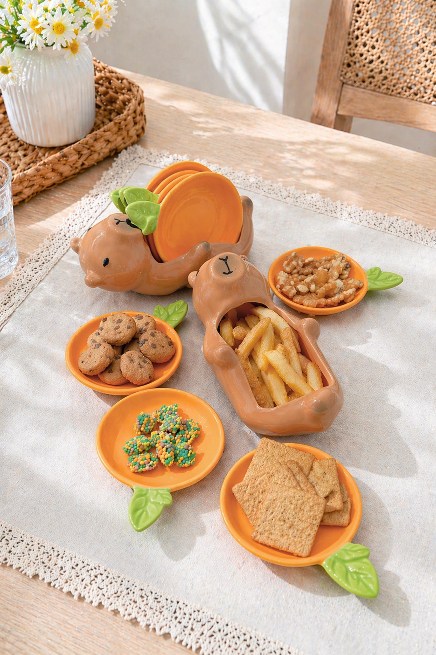 Capybara ceramic dipping dish set party
