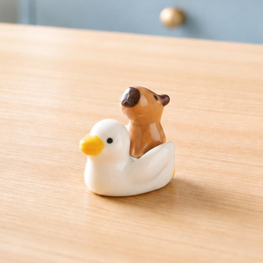 Capybara Duck Ceramic Chopstick Rest Set | Kawaii Animal Tableware