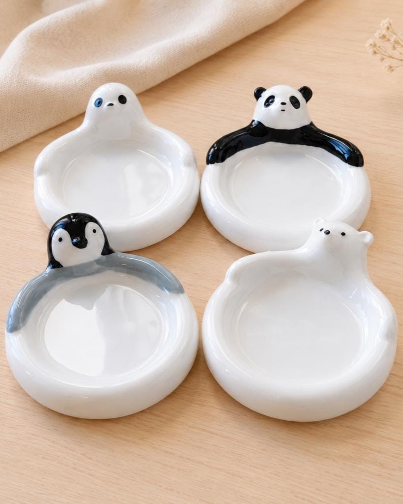 Animal Sauce Dish Set — panda penguin polar bear seal ceramic dish | ORAORA HOME
